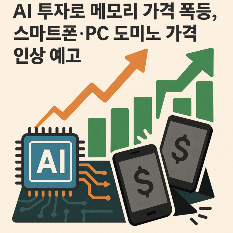 AI 투자로 메모리 가격 폭등, 스마트폰·PC 도미노 가격 인상 예고